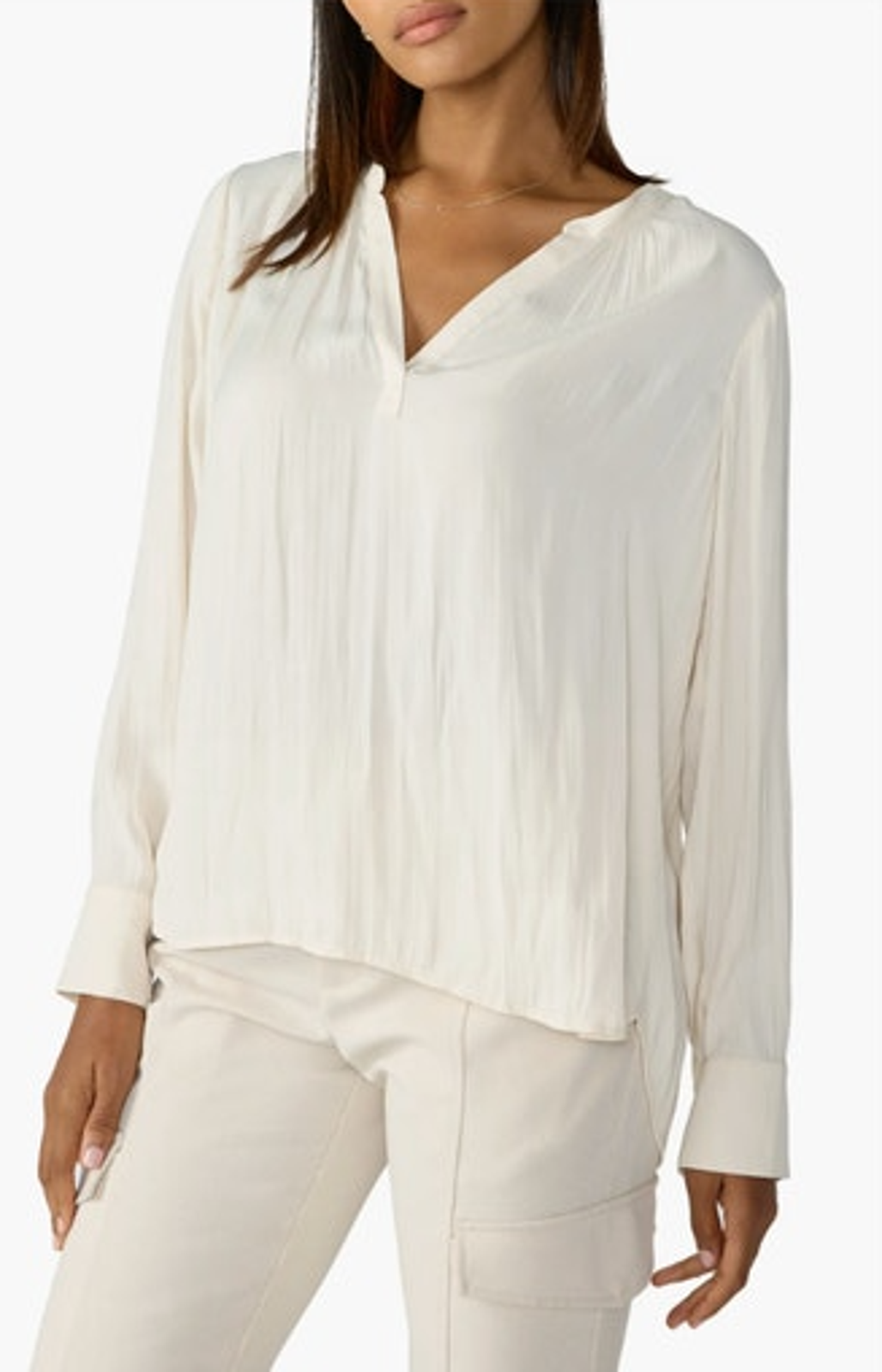 Sanctuary Top Size Xl New Lizzie Sateen Tunic Blouse Cream Cappuccino